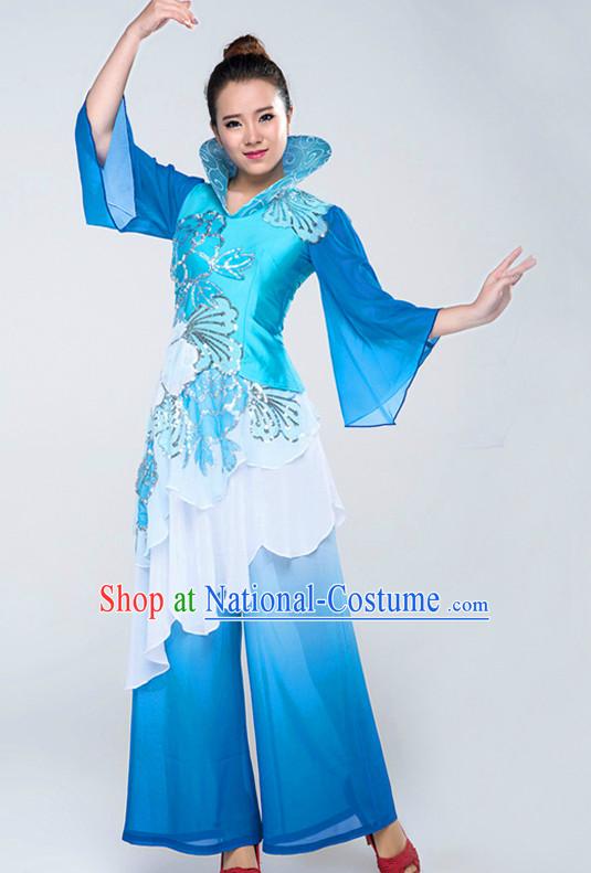 Traditional Chinese High Collar Fan Clothing Complete Set for Women