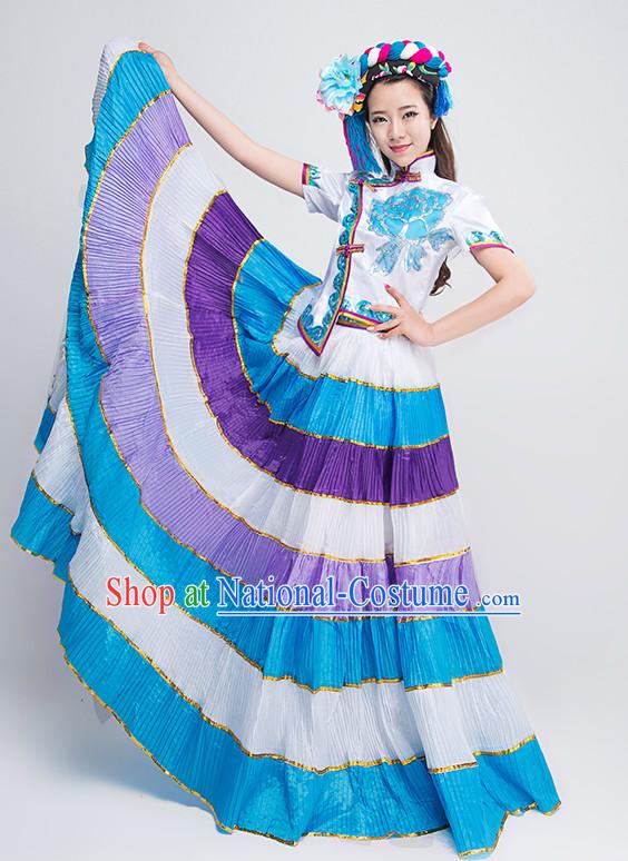 Traditional Chinese Yi Ethnic Dance Costumes for Competition