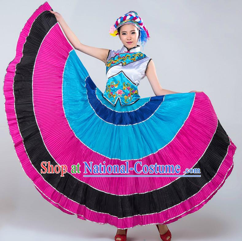 Chinese Ethnic Girls Dancewear Dance Costumes for Competition