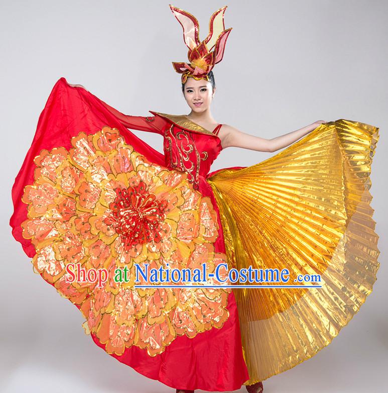 Chinese Lyrical Girls Dancewear Dance Costumes for Competition