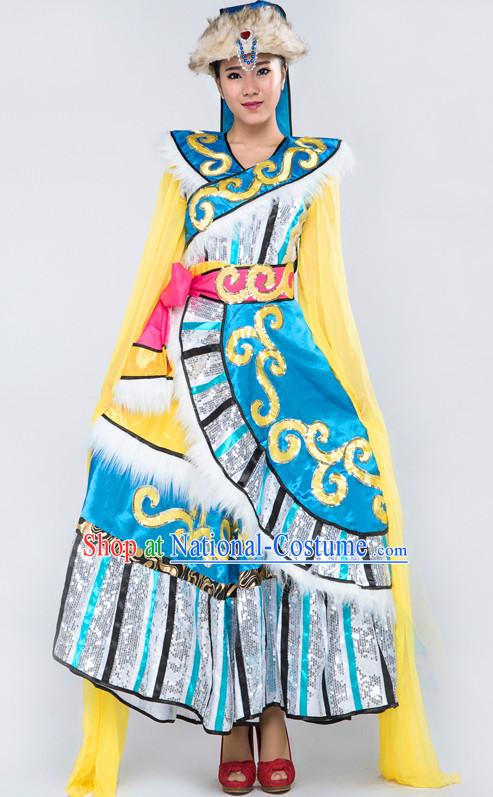 Chinese Tibetan Classical Girls Dancewear Dance Costume for Competition