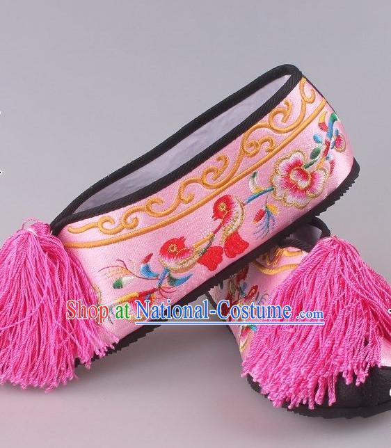 Chinese Beijing Opera Hua Dan Hua Tan Embroidered Flower Shoes for Women