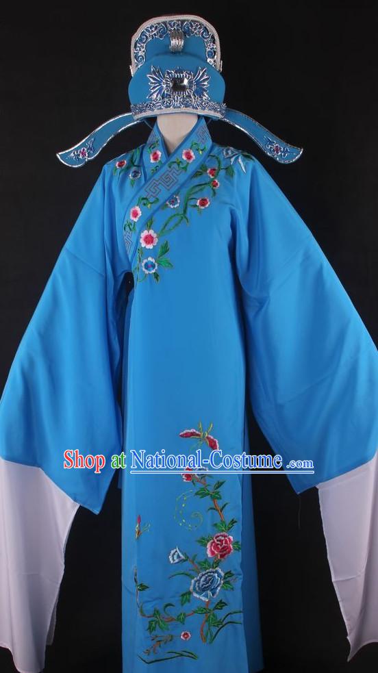 Chinese Culture Chinese Opera Costumes Chinese Cantonese Opera Beijing Opera Costumes Xiao Sheng Costumes and Hat Complete Set for Men