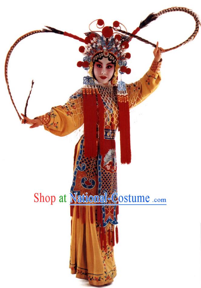 Chinese Culture Chinese Opera Costumes Chinese Cantonese Opera Beijing Opera Costumes Wu Tan Costumes and Hat Complete Set