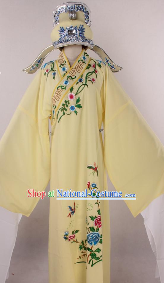 Chinese Culture Chinese Opera Costumes Chinese Cantonese Opera Beijing Opera Costumes Xiao Sheng Costume and Hat Complete Set for Men