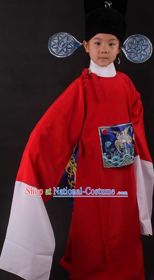 Chinese Culture Chinese Opera Costumes Chinese Cantonese Opera Beijing Opera Costumes Judge Justice Costumes and Hat for Kids