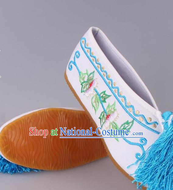 Chinese Beijing Opera Hua Dan Hua Tan Embroidered Flower Shoes for Women