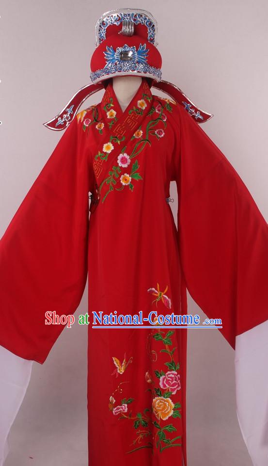 Chinese Culture Chinese Opera Costumes Chinese Cantonese Opera Beijing Opera Costumes Young Scholar Costumes and Hat Complete Set for Men