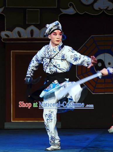 Asian Chinese Beijing Opera Peking Opera Wu Sheng Costumes and Hat Complete Set for Men