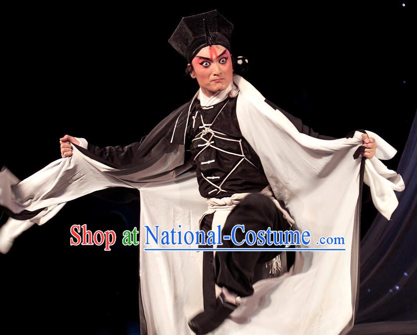 Asian Chinese Beijing Opera Peking Opera Male Costumes and Hat Complete Set