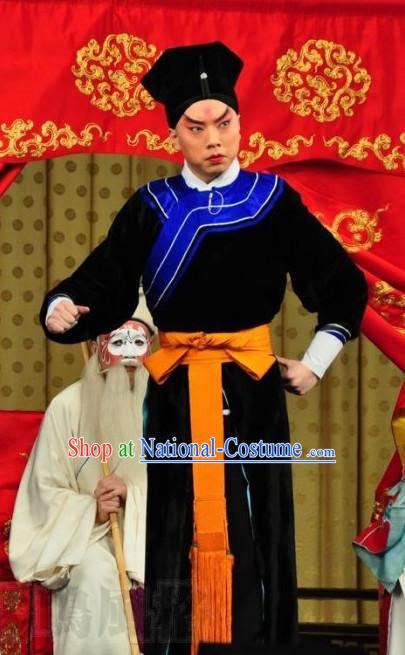 Chinese Ancient Beijing Opera Peking Opera Policeman Long Robe and Hat Complete Set for Men