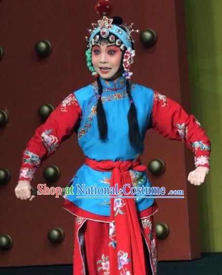 Chinese Ancient Beijing Opera Peking Opera Hua Tan Costumes and Headwear Complete Set for Women