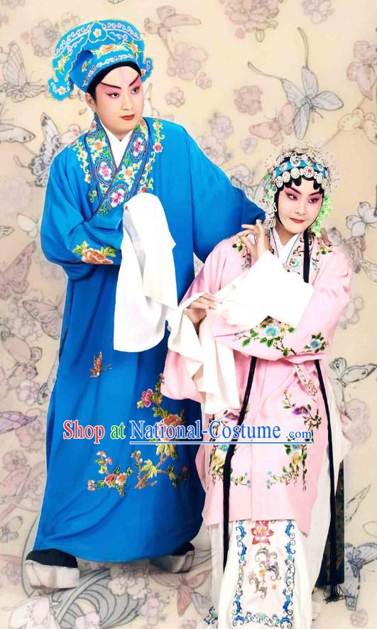 Chinese Peking Opera Beijing Opera Xiao Sheng and Wu Tan Costumes and Hat 2 Sets