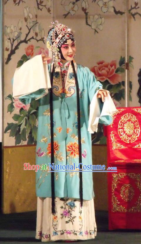 Traditional Chinese Beijing Opera Hua Dan Hua Tan Costumes and Hair Accessories Complete Set for Women