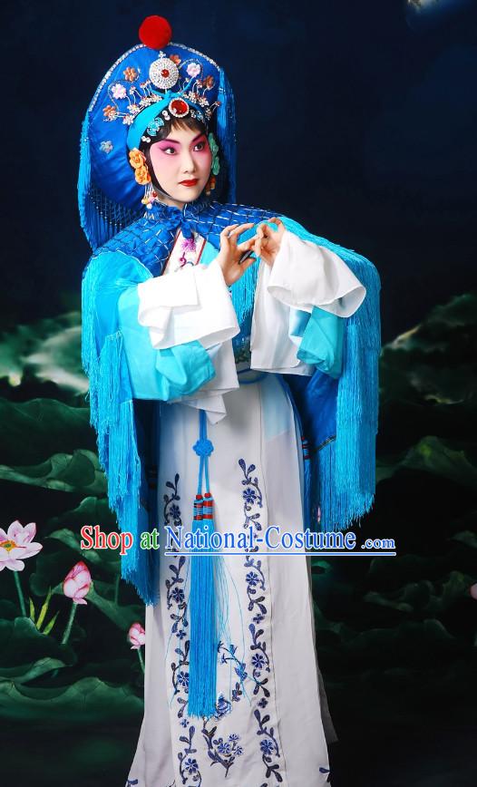 Chinese Peking Opera Beijing Opera Wu Tan Wu Dan Heroine Costumes and Hat Complete Set for Women