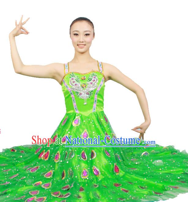 Asian Fashion China Dance Apparel Dance Stores Dance Supply Discount Chinese Peacock Dance Costumes for Women