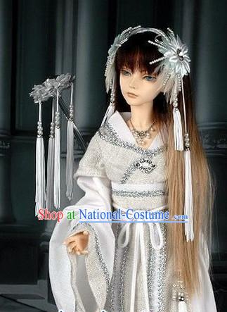 Chinese Princess Silver Costumes and Headpieces Complete Set for Women