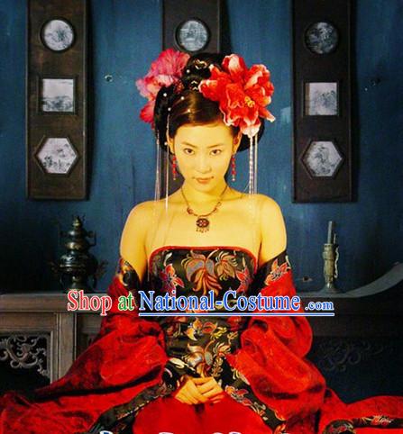 Chinese Empress Plus Size Dress and Headpiece Complete Set for Women