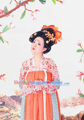 Chinese Tang Costume and Headpieces Complete Set for Women