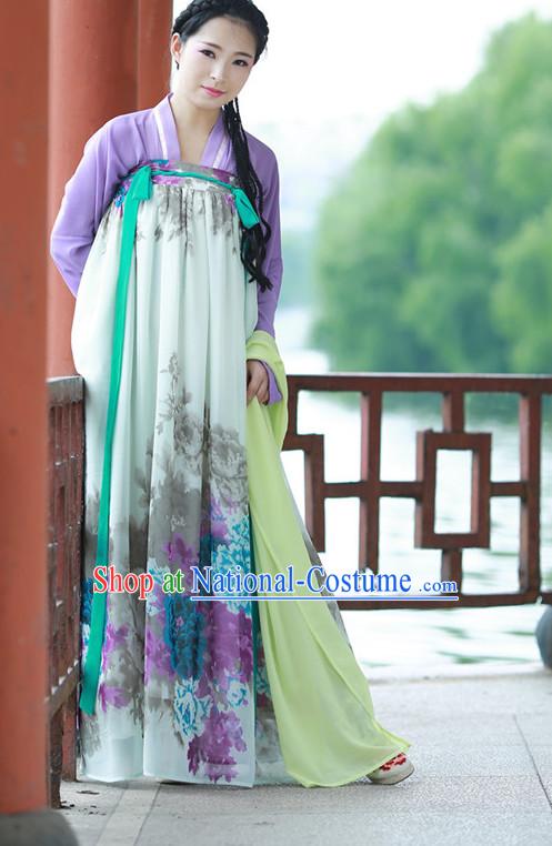 Chinese Traditional Plus Size Dresses Summer Dresses and Headpieces Complete Set for Women