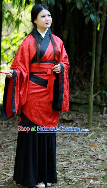 Chinese Traditional Red Hanfu Autumn Dress for Women