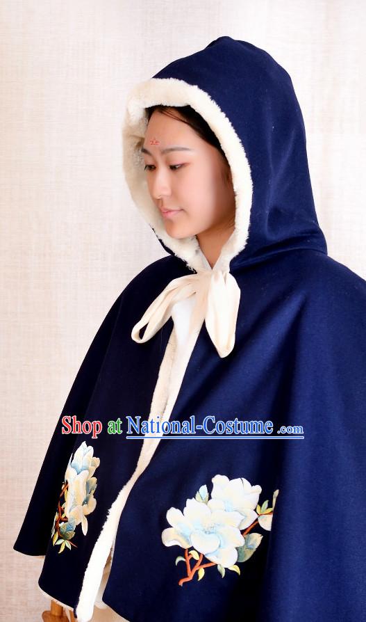 Chinese Hanfu Blue Mantle for Women