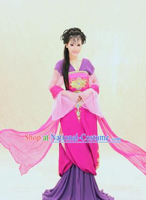 Chinese Traditional Fairy Folk Dress and Headpieces Complete Set for Ladies