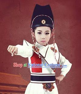 Chinese Ancient Emperor s Bodyguard Costumes and Hat Complete Set for Kids