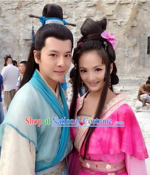 Ancient Chinese Black Long Wigs for Men and Women