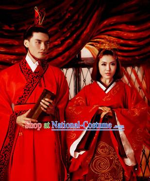 Chinese Ancient Wedding Dress and Headpieces 2 Sets