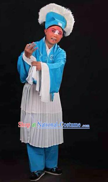 Chinese Traditional Beijing Opera Clown Costumes and Hat Complete Set for Men