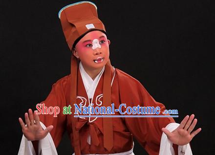 Chinese Traditional Beijing Opera Clown Costumes and Hat Complete Set for Men