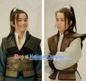 Chinese Ancient Teenagers Long Black Wigs