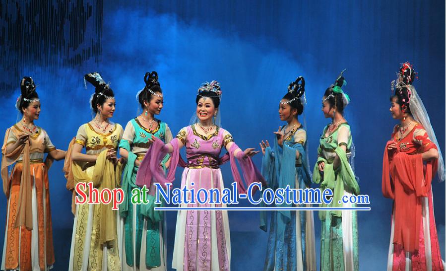 Chinese Tian XIan Pei Goddness Marriage Beijing Opera Seven Fairy Costumes