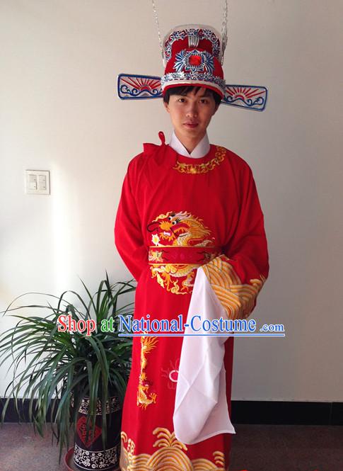 Long Sleeve Chinese Opera Bridegroom Costumes and Hat Complete Set