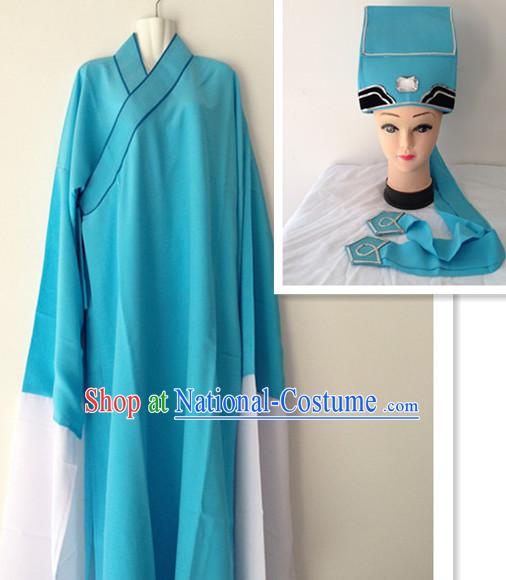 Long Sleeve Chinese Opera Young Men Costumes and Hat Complete Set