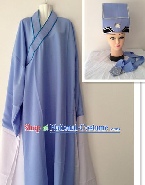 Long Sleeve Chinese Opera Poor Student Costume and Hat Complete Set