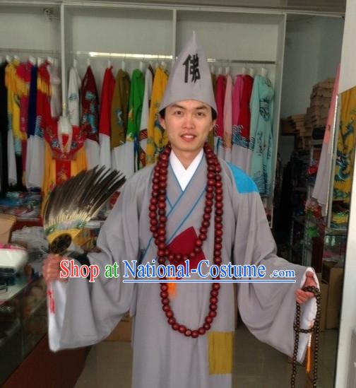 Asian Fashion Chinese Ji Gong Chi Kung Costumes and Hat Complete Set