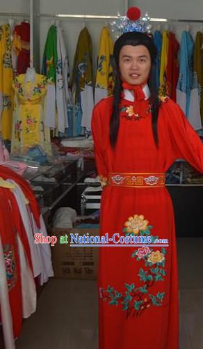 Asian Fashion Chinese Jia Baoyu Costume and Headwear Complete Set