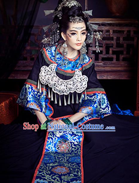 Chinese Ancient Miao Dress and Accessories Complete Set