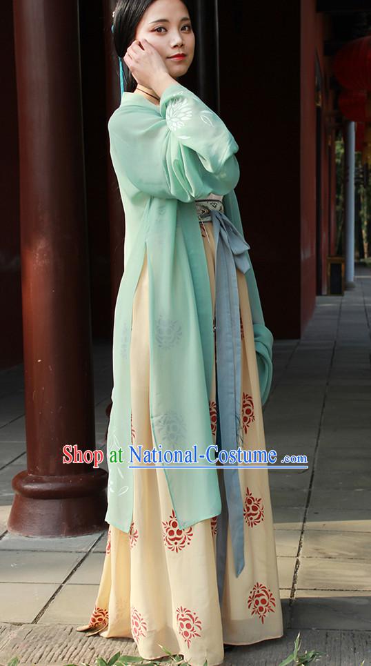 Chinese Ancient Song Dynasty Hanfu Clothing Complete Set