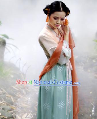 Chinese Ancient Song Dynasty Hanfu Clothing Complete Set