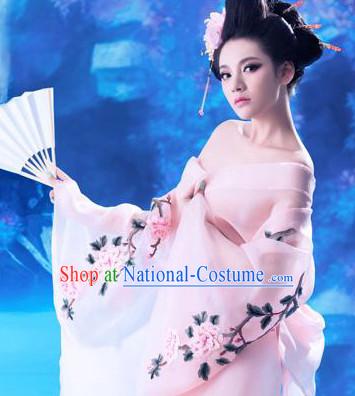 Pink Chinese Ancient Princess Costumes and Headpieces Complete Set