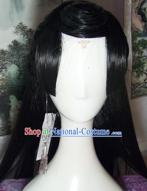 Chinese Style Black Long Wig for Men