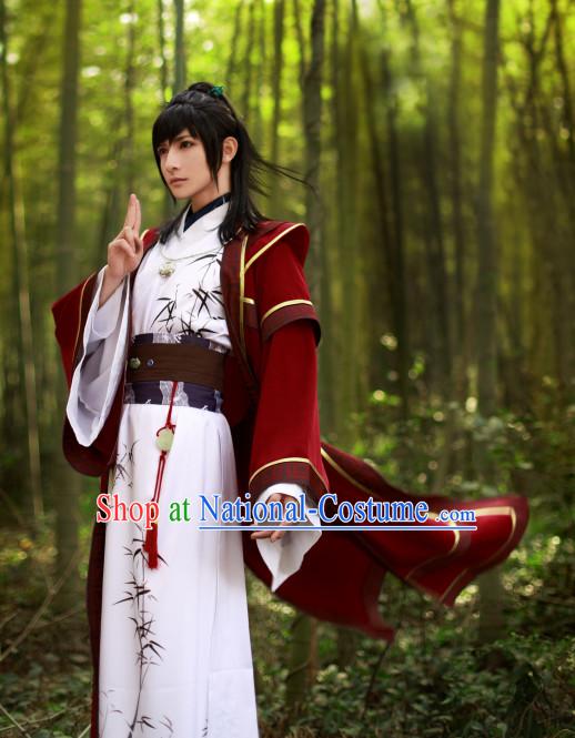 Asia Fashion Top Chinese Bamboo Hanfu Dress Complete Set for Men