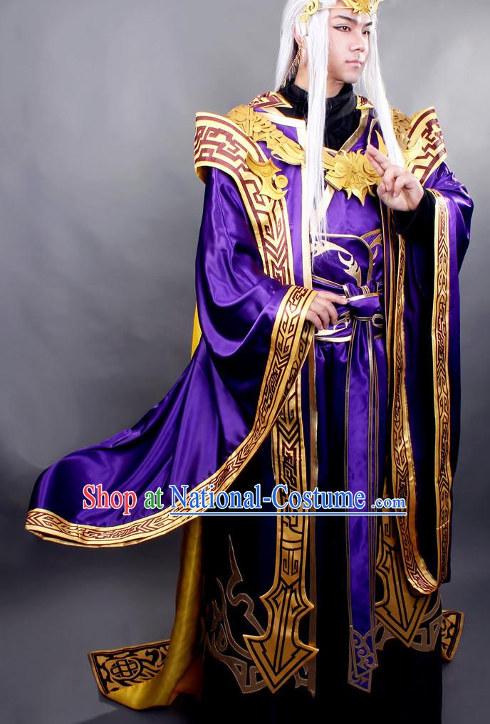 Asia Fashion Top Chinese Emperor Cosplay Halloween Costumes Complete Set for Men