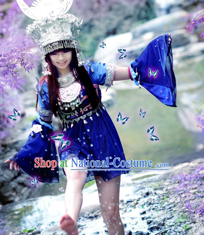 Asia Fashion Top Chinese Miao Ethnic Cosplay Halloween Costumes Complete Set