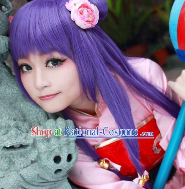 Chinese Cosplay Long Purple Wigs for Girls