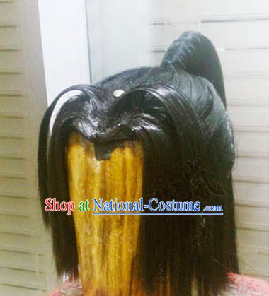 Chinese Ancient Style Swordsmen Long Black Wigs