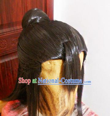 Chinese Ancient Style Girls Long Black Wigs and Hair Jewelry